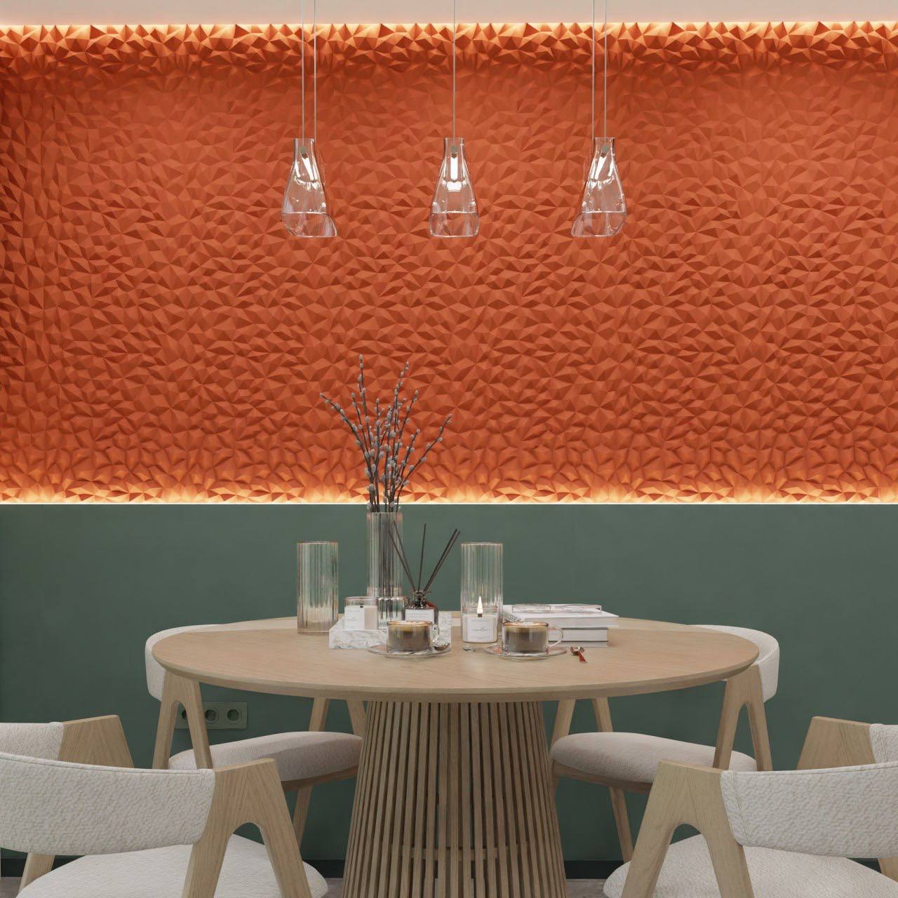 Стеновая панель 3D под покраску Bello Deco СП 15 500×500×22 фото в интерьере